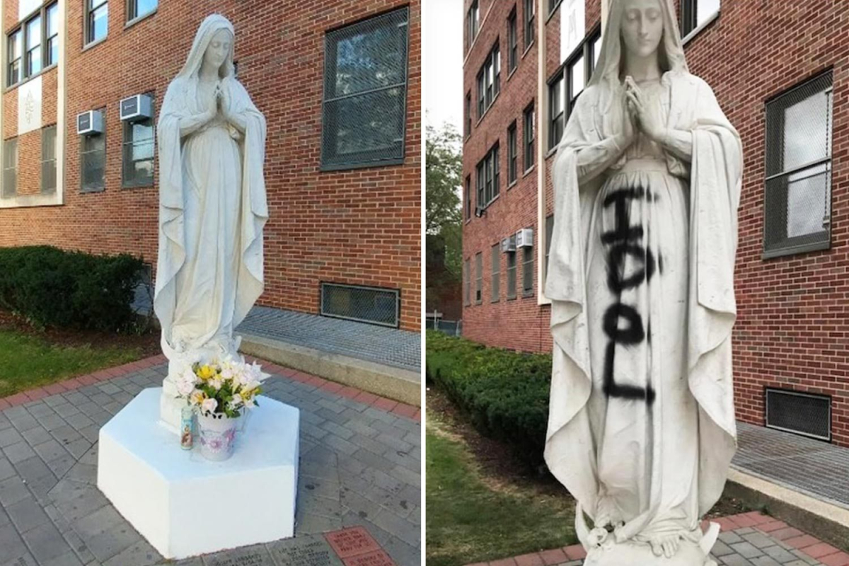 NY: Statue of Virgin Mary vandalized outside Catholic school in 'an act of hatred'