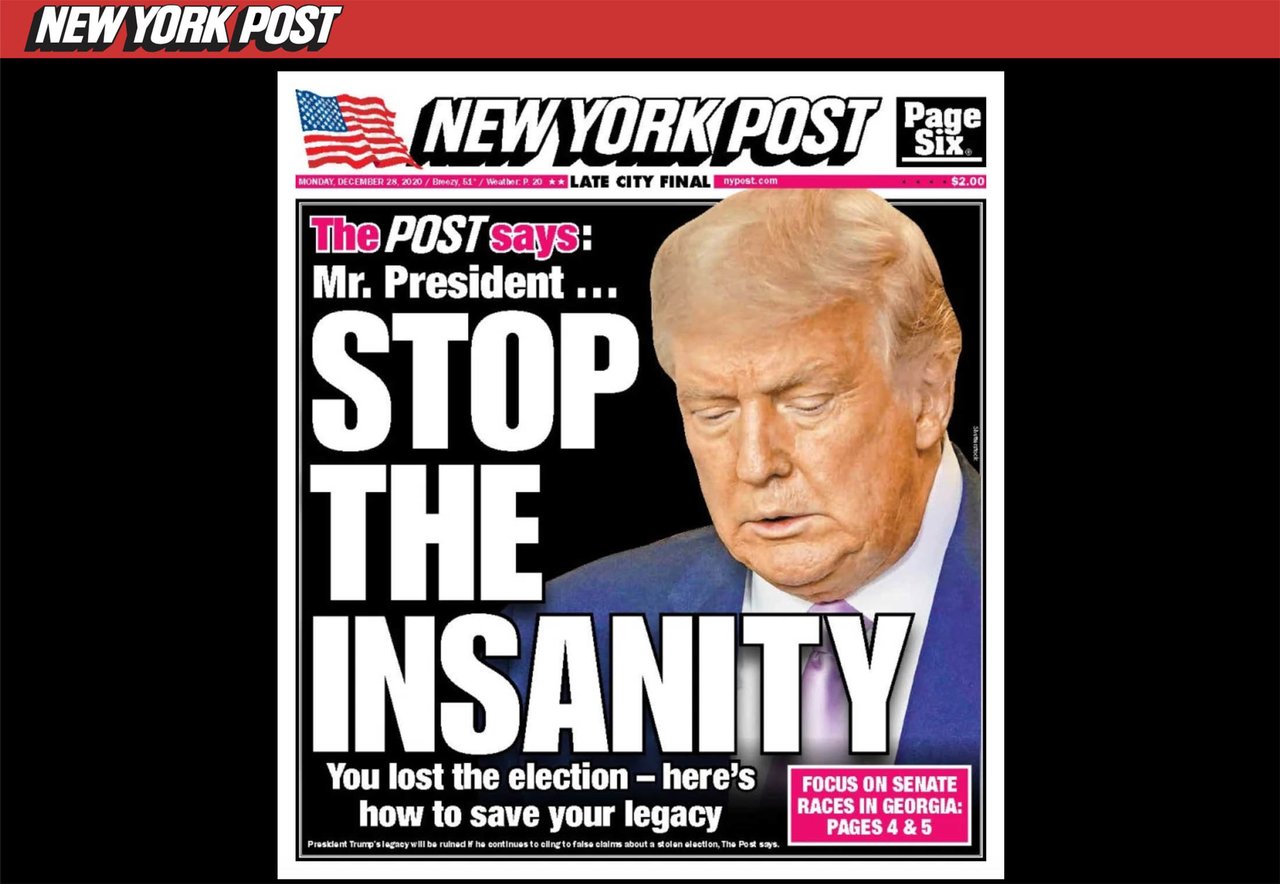 New York Post Tells Trump to ‘Give It Up’ Over Election Claim
