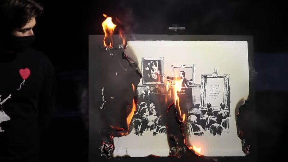 Banksy art burned, destroyed and sold as token in 'money-making stunt'