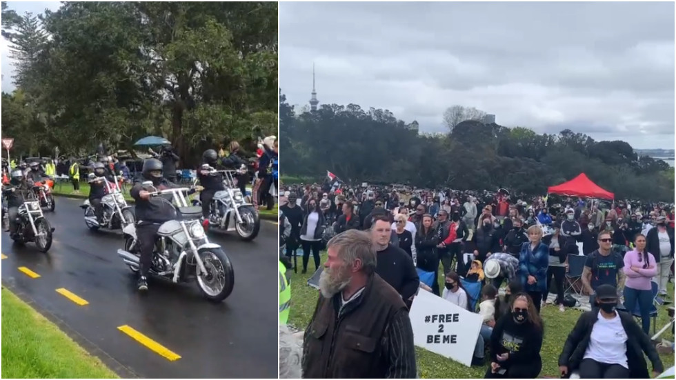 Hundreds rally against New Zealand lockdown amid calls for police crackdown on ‘gang members & cultists’ disobeying Covid rules