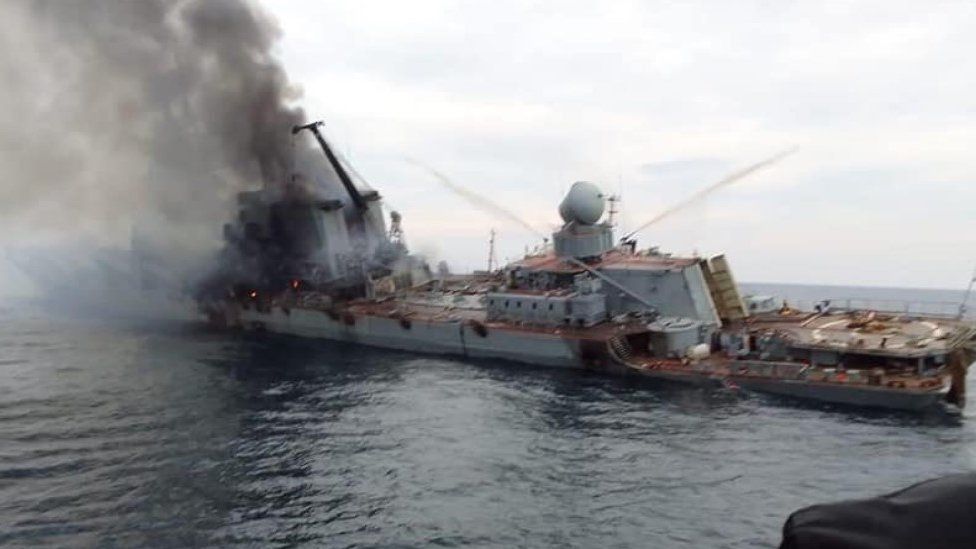 Dramatic images appear to show sinking Russian warship Moskva